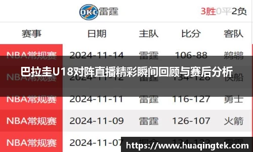 巴拉圭U18对阵直播精彩瞬间回顾与赛后分析